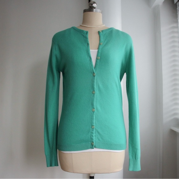 1950’s Ballantyne Turquoise Cashmere Cardigan - Picture 2 of 7